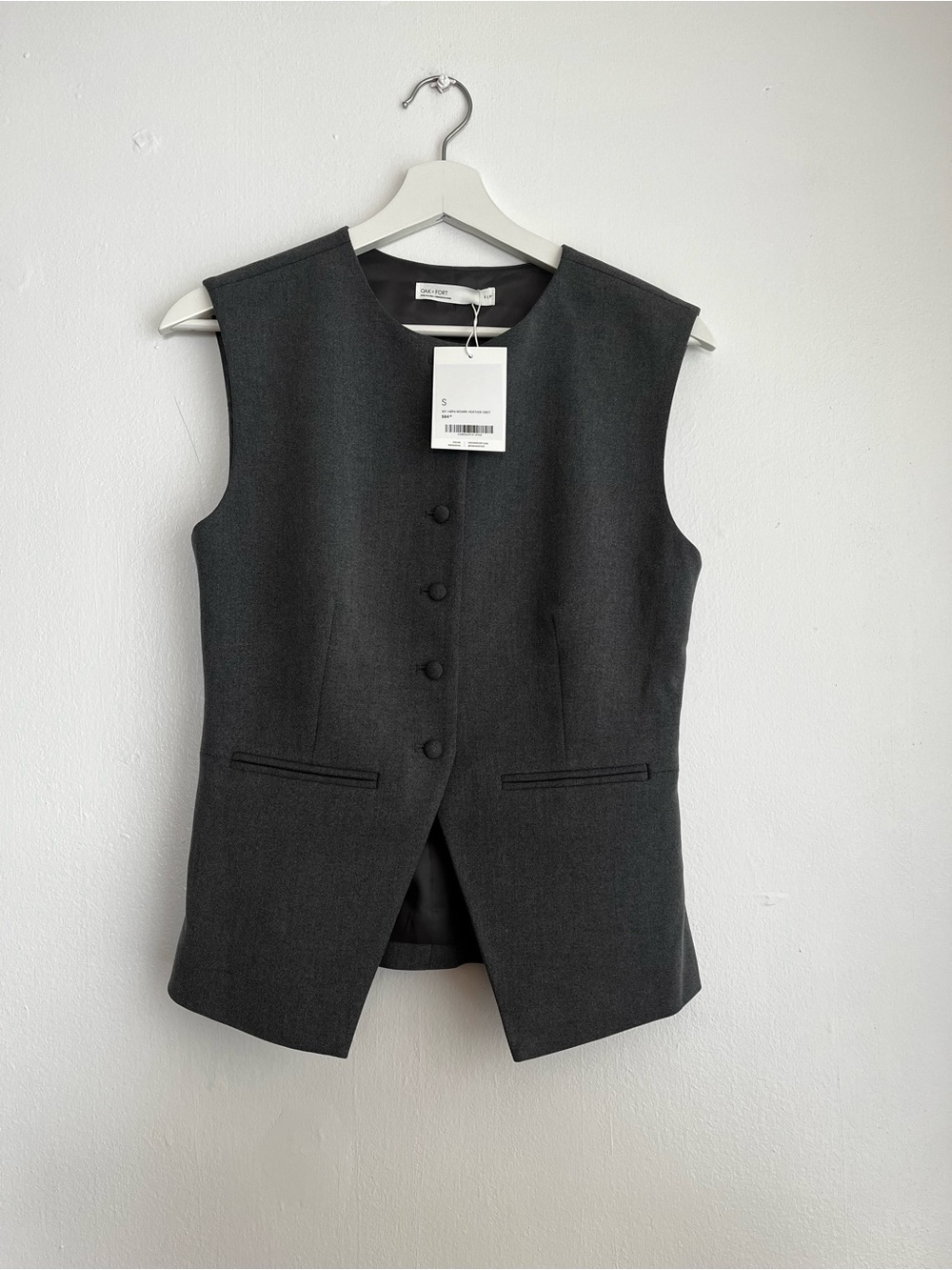 Sleeveless Button Front Vest - Heather
